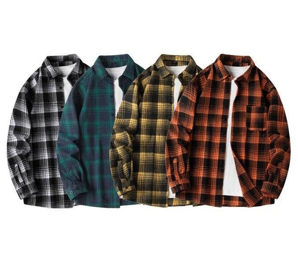 Men's Plaid Long Sleeve Button Up Shirt