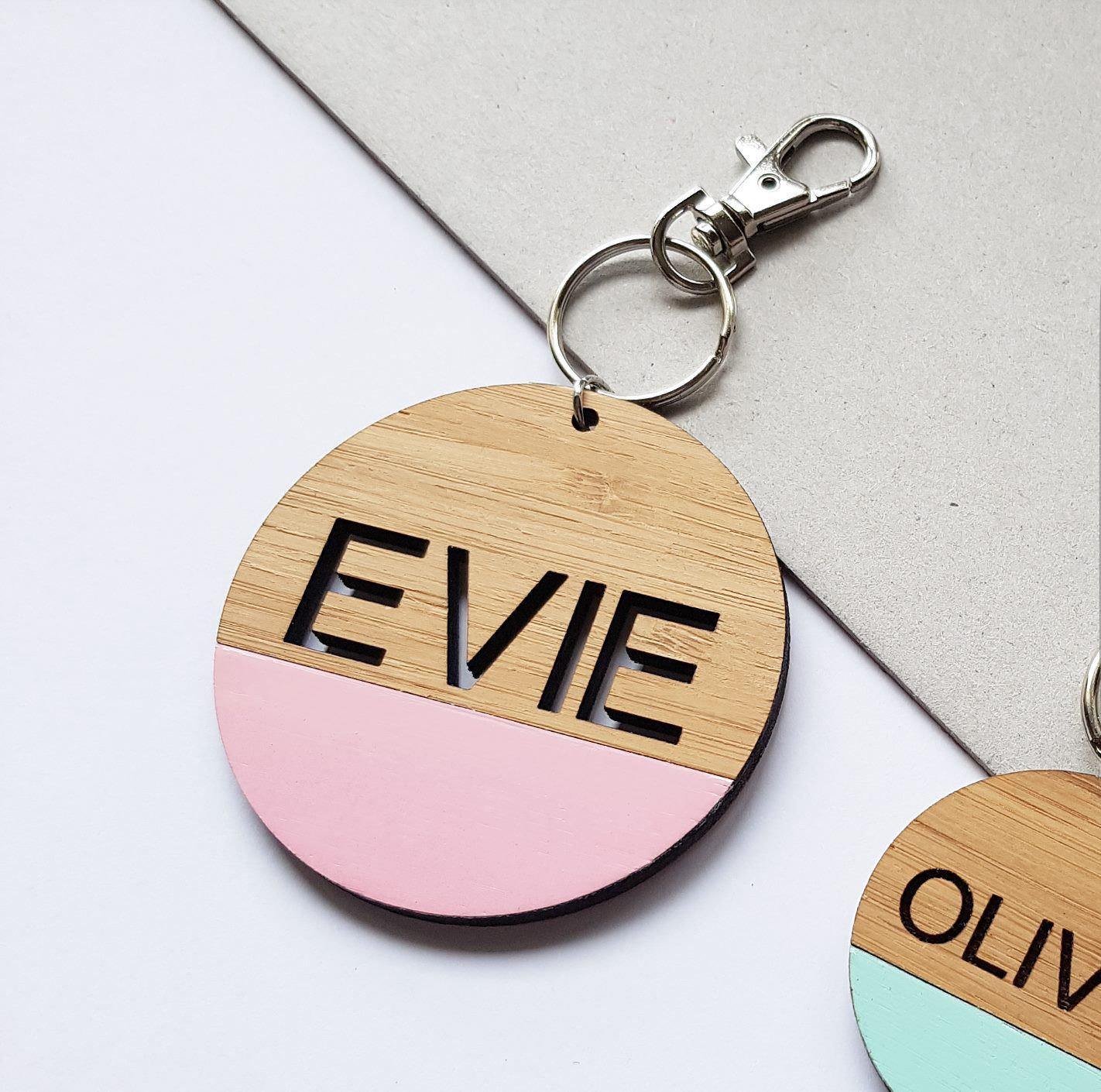 Custom name wood Bag tag / Keyring HEXI Products