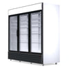 Discover Efficiency with our 1500-Litre Display Fridge, featuring 3 Hinged Doors for Commercial Use. Angle- closed-empty.
