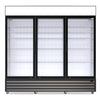 Discover Efficiency with our 1500-Litre Display Fridge, featuring 3 Hinged Doors for Commercial Use.Empty-front view.