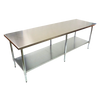 Durable 2100mm 201 Food Grade Stainless Steel Centre Table, Ideal for Commercial Kitchens. Robust Construction Ensures Longevity and Reliability. Front Image.