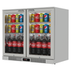 Introducing the Exquisite Stainless Steel 210 Litre 2 Hinged Door Deluxe Bar Fridge with Mirrored Interior