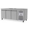 High-Capacity 403L Commercial Counter Fridge, Perfect For Busy Kitchens And Food Service Establishments. Spacious Interior With Adjustable Shelving To Accommodate Various Products. Front Angle Image.