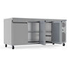 High-Capacity 403L Commercial Counter Fridge, Perfect For Busy Kitchens And Food Service Establishments. Spacious Interior With Adjustable Shelving To Accommodate Various Products. Front Angle Door Opening Image.