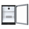 Borrelli 130L commercial bar fridge with front door opening, demonstrating easy access and clear glass door for display.