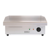 Front angled view of Borrelli's 550mm Electric Griddle, featuring precise temperature control dial for a premium cooking solution in fast-paced food establishments.