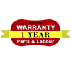 Warranty badge for Borrelli Commercial 60ltr Spiral Mixer, offering a 1-year onsite warranty for parts and labor, ensuring customer confidence and after-sales support.