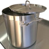 71L Stainless Steel Stock Pot, Essential for Bulk Cooking in Commercial Kitchens. Robust Construction for Durability and Reliability.Lid Off Side Image.