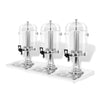 24L Triple Juice Dispenser with Ice Chambers, Perfect for Serving Variety. Robust Construction for Durability and Reliability. Front Angle Image.