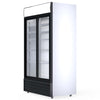 Experience Efficiency with our 1000-Litre Display Fridge, equipped with Sliding Doors for Commercial Use. Side view.