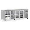 Spacious 545L Commercial Counter Fridge, Ideal For Busy Food Service Operations. Adjustable Shelving Offers Versatile Storage Options. Empty Front Angle Image.