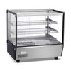 Borrelli 120-liter heated food display showcase, emphasizing the clear glass and adjustable shelves