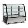 Compact 120L countertop refrigerated showcase, suitable for food and drink presentation, with tempered glass and ambient LED illumination