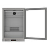 Borrelli 130L stainless steel bar fridge with door open, revealing spacious interior and adjustable shelving, perfect for commercial beverage storage.