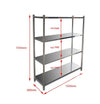 Heavy-duty Borrelli stainless steel shelving unit with precise dimensions, 1500mm width and 4-tier storage capacity, ideal for maximizing space in professional kitchens.