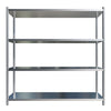 High-resolution image of Borrelli 1800mm wide stainless steel rack with 4 tiers, showcasing its sleek, straight-front design suitable for commercial kitchen storage.