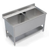 Industrial-grade double bowl stainless steel sink for pot washing, ideal for restaurants and catering businesses, with resistant and hygienic finish