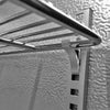 Close-up of the shelf and hook assembly inside a stainless steel commercial 2-door bar fridge, highlighting the customization options for storage.
