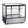 Sleek 120-litre Borrelli refrigerated counter display unit with straight glass front, ideal for showcasing and chilling beverages and perishables in commercial settings.