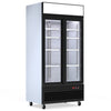 Maximize Frozen Storage Efficiency with our 1000-Litre Display Freezer. Angled-view.