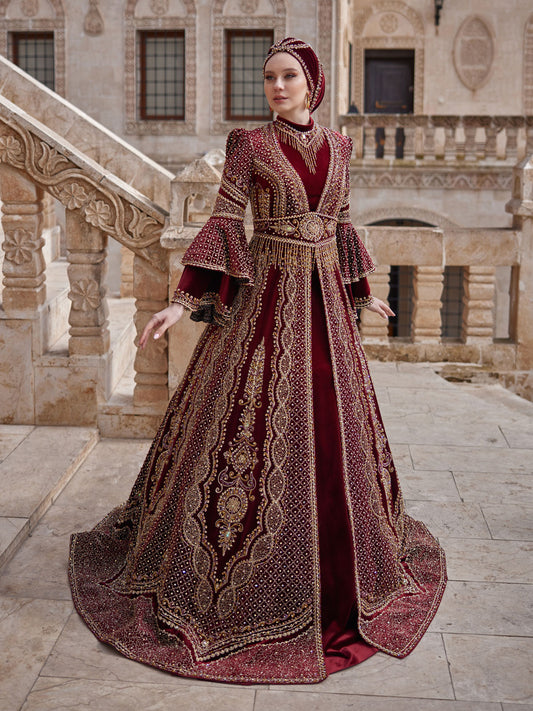 Ottoman Red Kaftan Set - Turkish Traditional Clothes - Kaftan Online