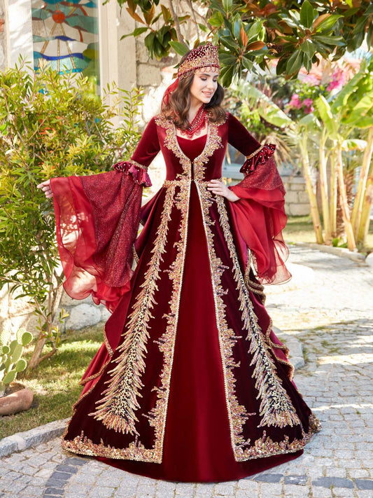 Traditional Red Turkish Henna Dress – Sultan Dress
