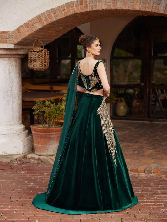 Emerald Green Turkish Traditional Henna Party Long Bridal Dress