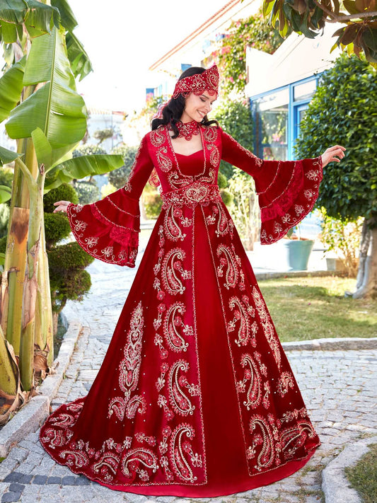 Ottoman Red Kaftan Set - Turkish Traditional Clothes - Kaftan Online