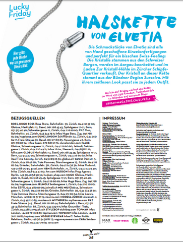 ELVETIA Schmuck Verlosung im FRIDAY Magazine 