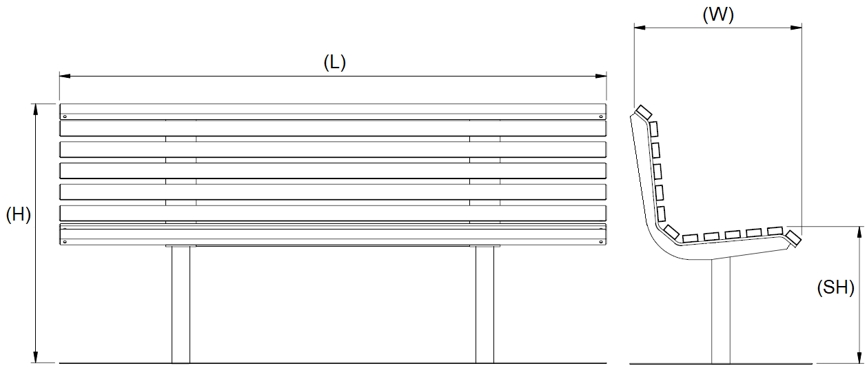 Diagram of Autopa Drayton Bench With Backrest