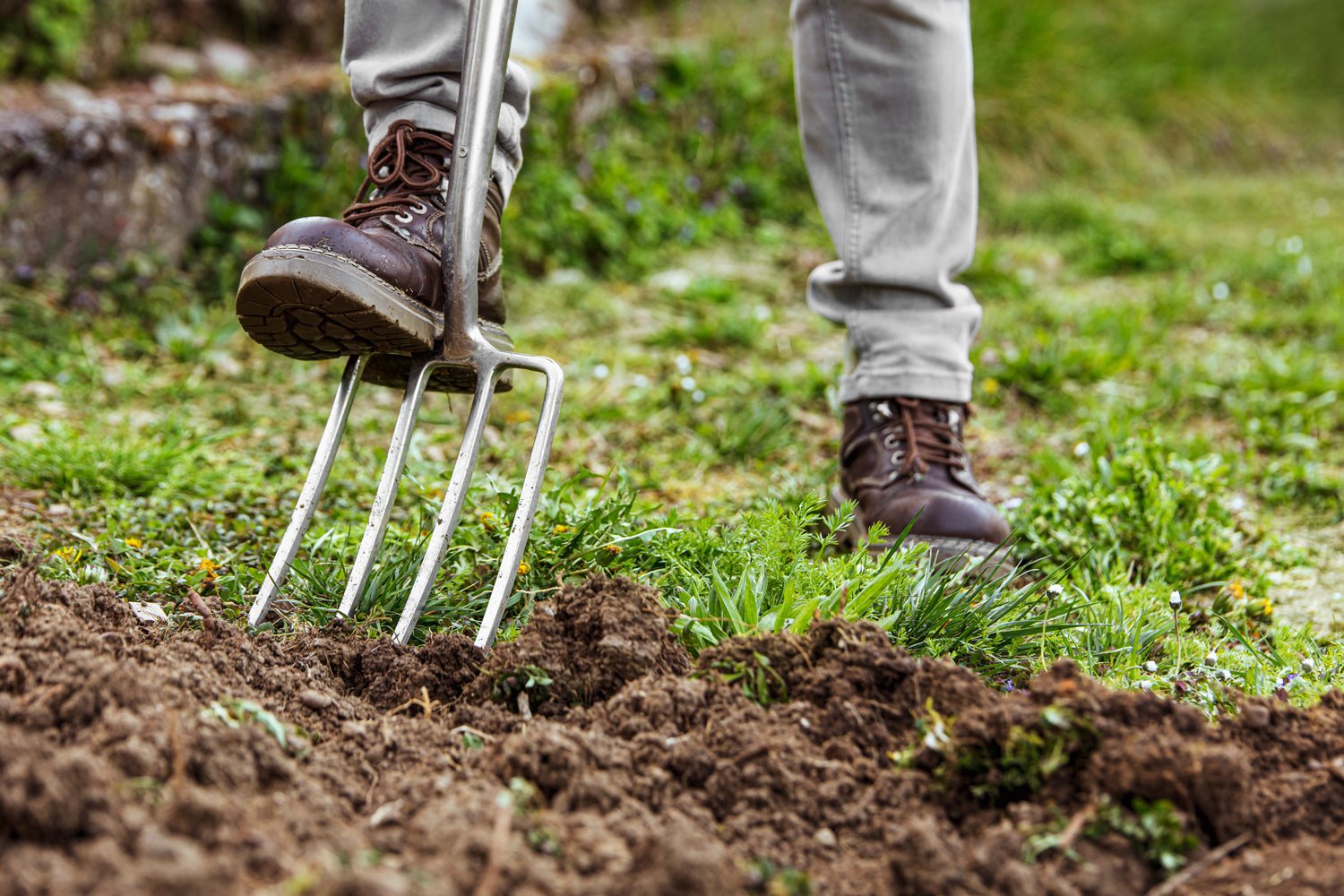 Garden Forks Being Used