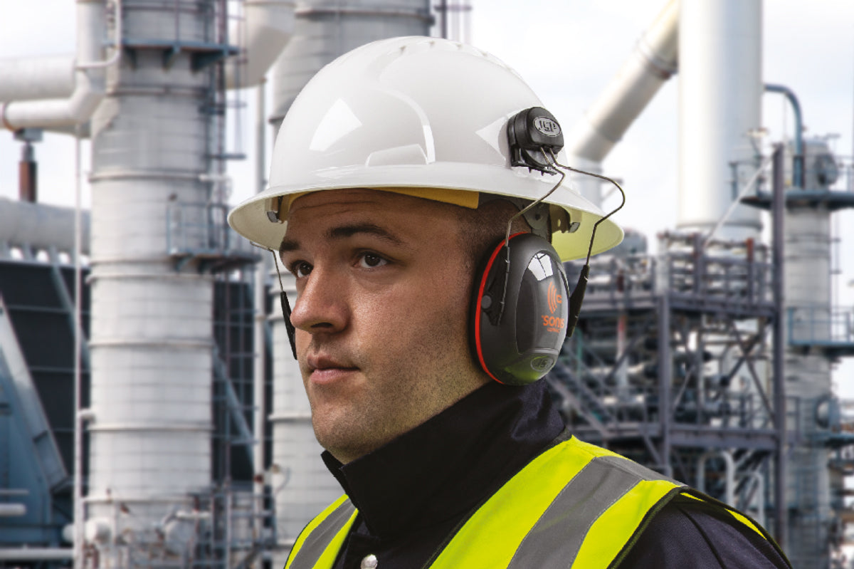 Full Brim Hard Hat And Ear Defenders