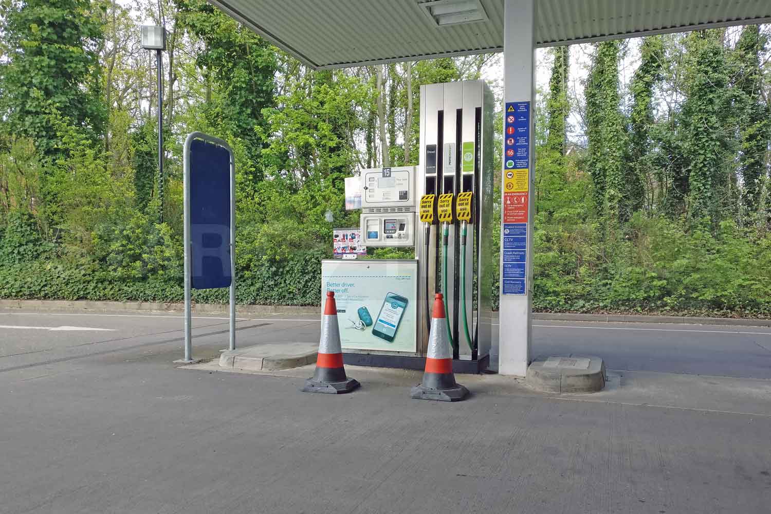 RoadHog Traffic cones in use at Petrol Station