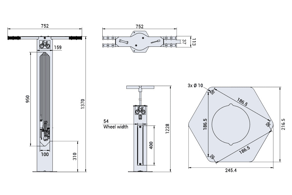 Procity Public Air Pump Dimensions Diagram Specifications Spec Sheet