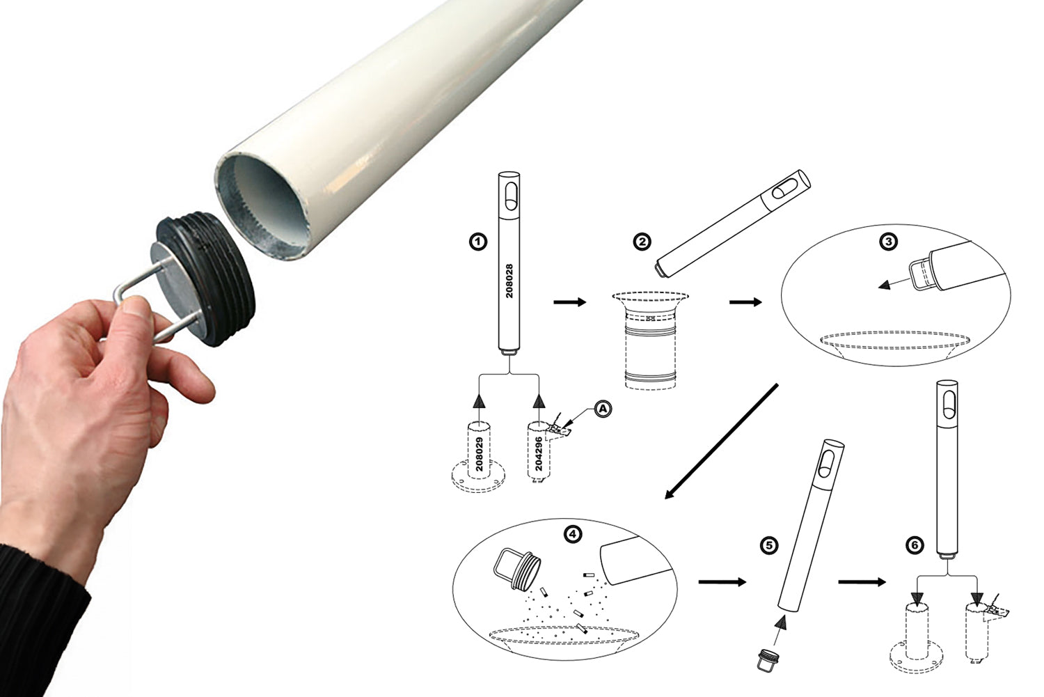 Procity Cigarette Shaped Ashtray Bollard Installation Diagram Specification Sheet