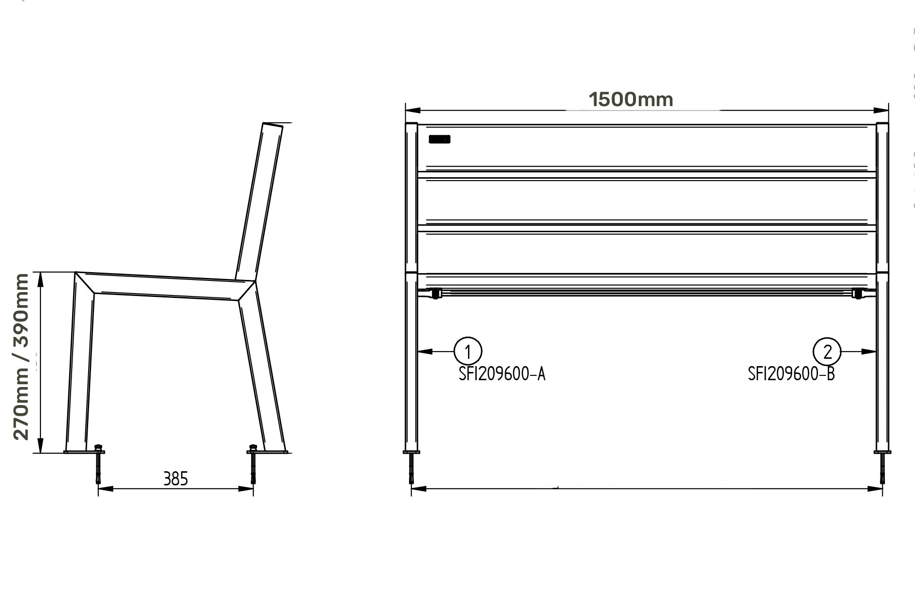 Procity Silaos Junior Bench For Primary School Students Installation Diagram