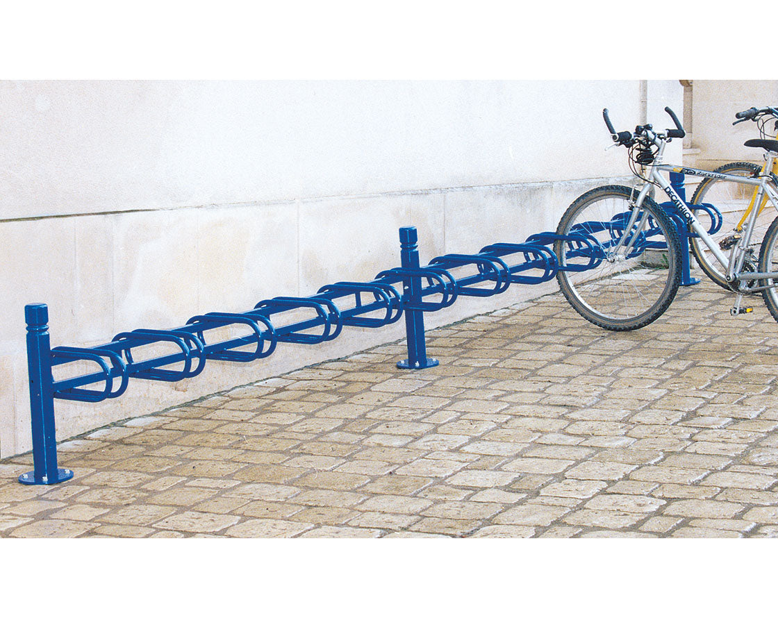 A province bike rack in brown with sphere top caps