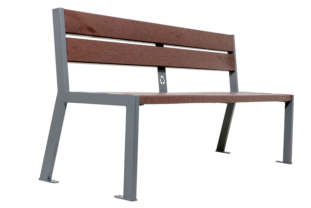 Procity Silaos Steel and Recycled plastic 5 Slat Bench Without Armrests