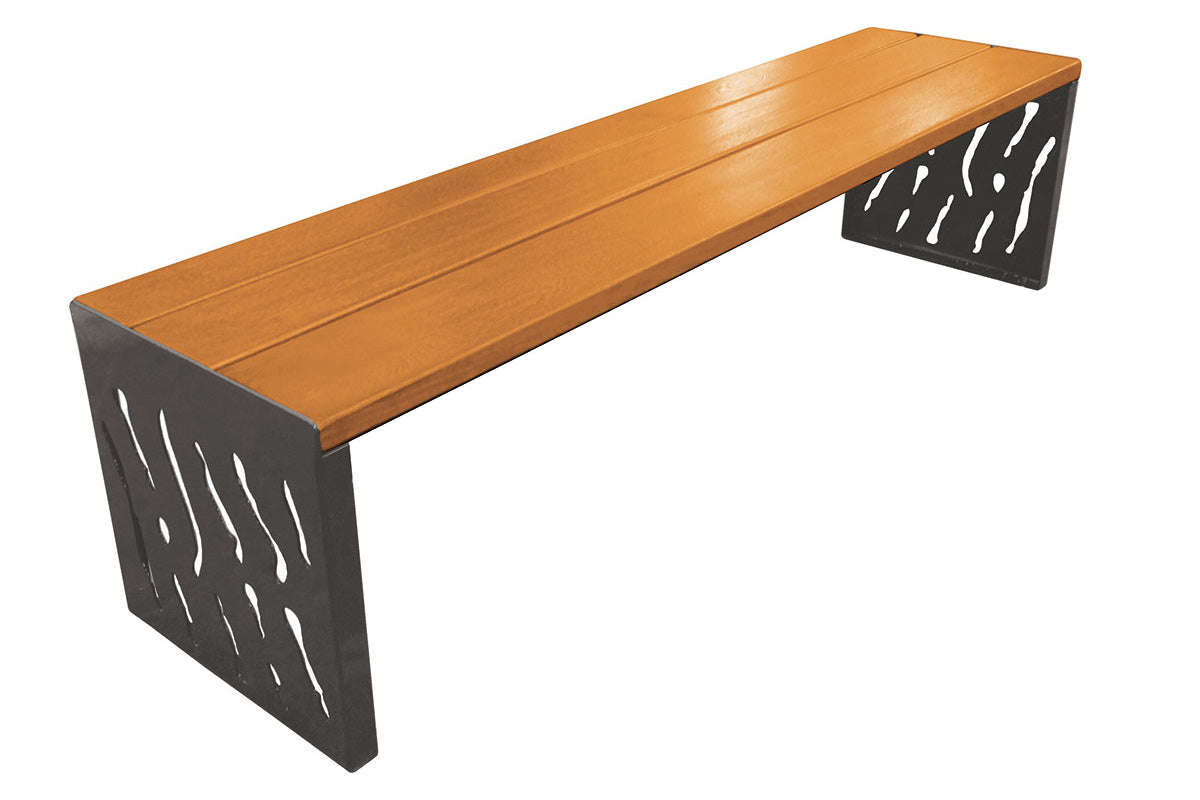 Procity Venice Steel And Wood Backless Bench With Light Oak Stain Finish