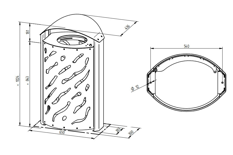 Procity Venice Oval Litter Bin 