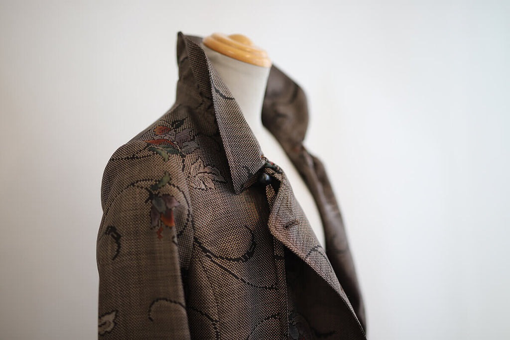 大島紬のコートの衿