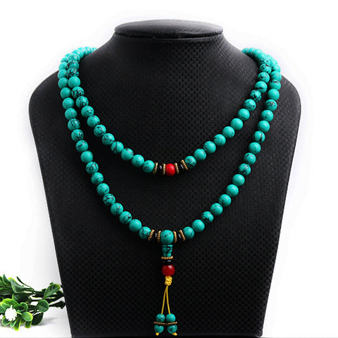 Tibetan Turquoise Healing Mala Necklace Bracelet - Fortune & Karma