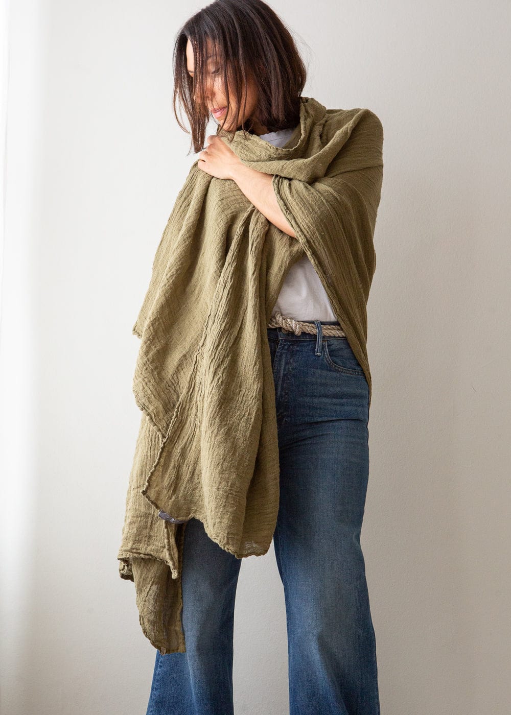 Hemp Stole Scarf - Olive