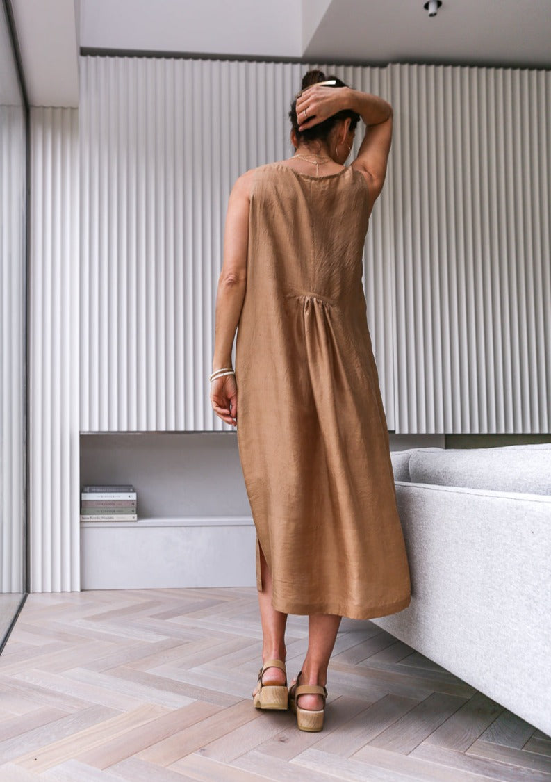 Mary Silk Dress - Bronze