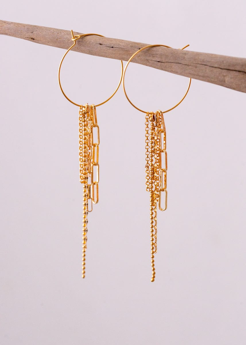 Chain Hoop Earrings - Long