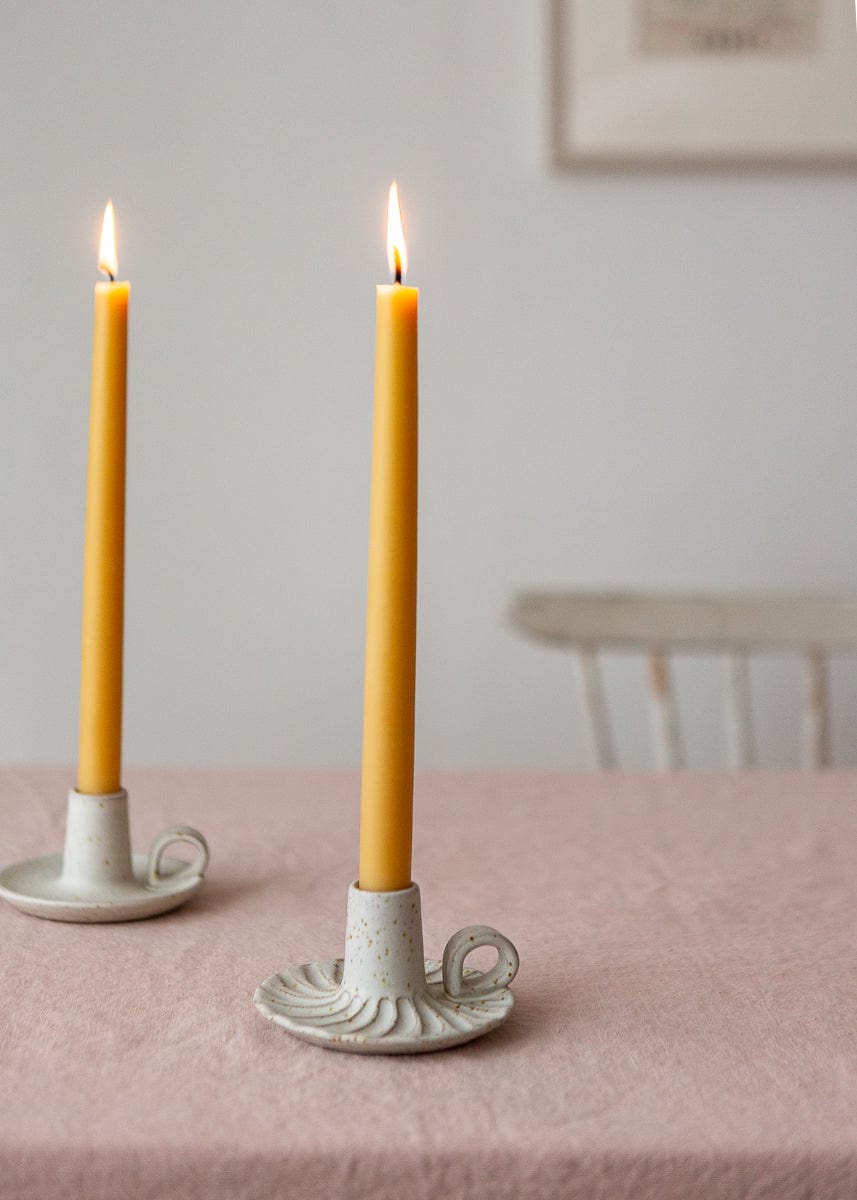 Handmade Fluted Stoneware Candle Holder