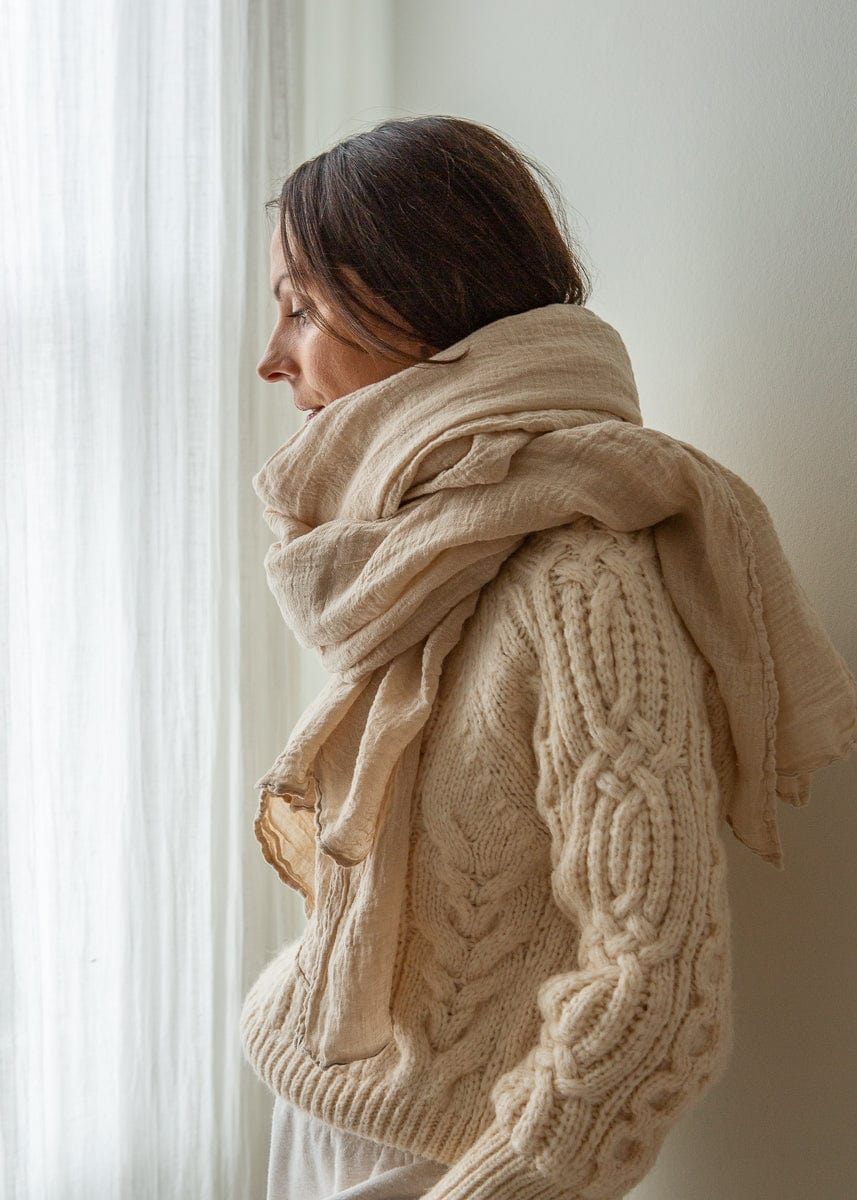 Hemp Stole Scarf - Milk