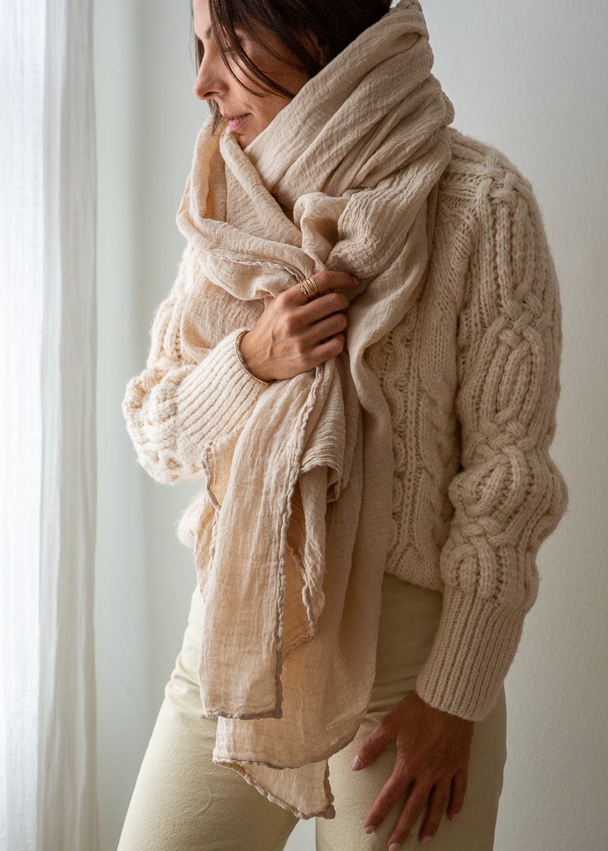 Hemp Stole Scarf - Milk