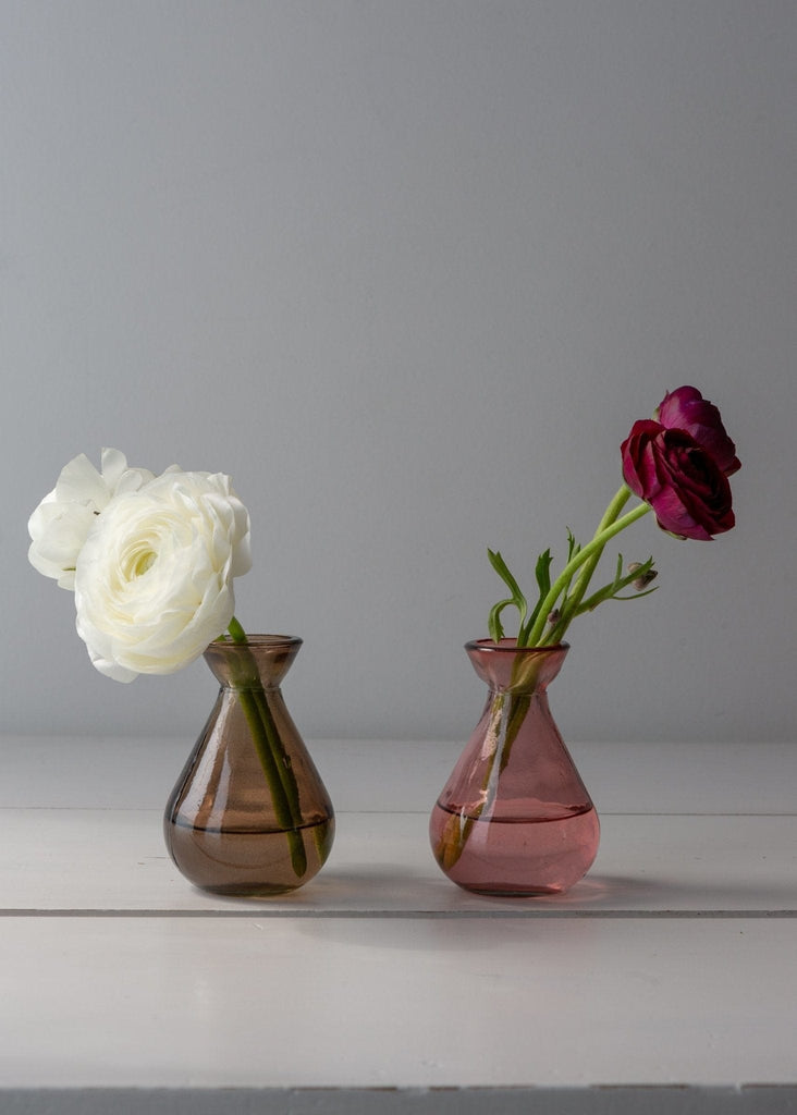 Recycled Glass Bud Vase Amber Orange Olive Green Blush Pink Smoke The Small Home