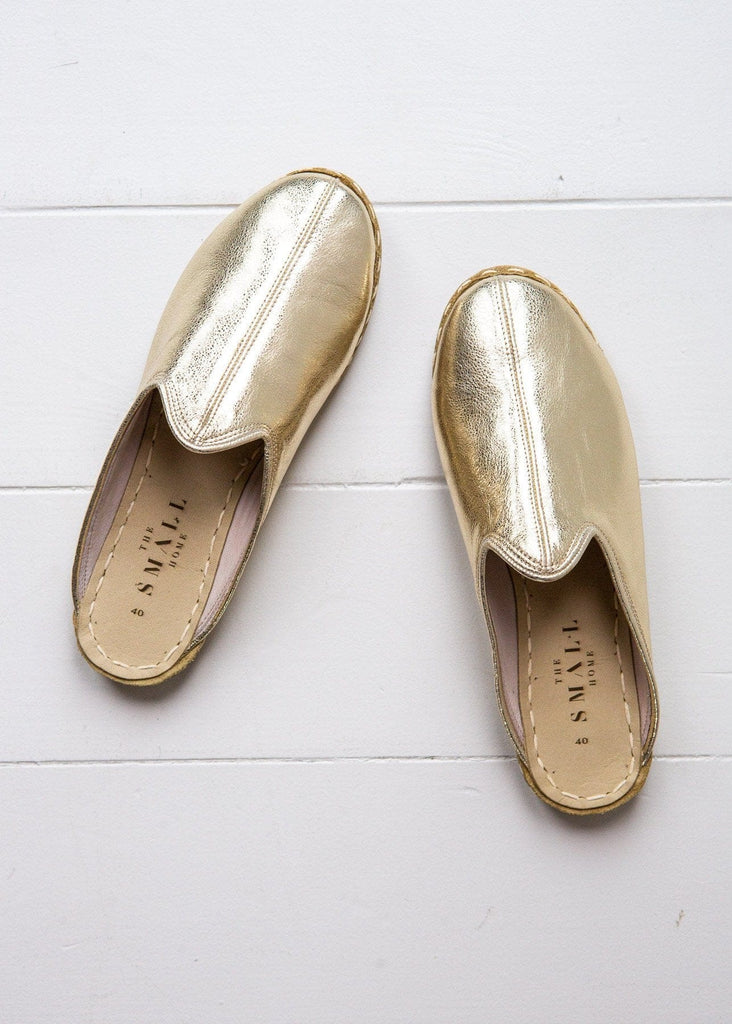 Women's Luxe Leather Mules – Gold | The Small Home